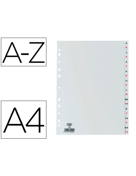 Separador alfabetico elba plastico 120 mc folio 16 taladros a z gris Separador alfabetico elba plastico 120 mc folio 16 taladros a z gris