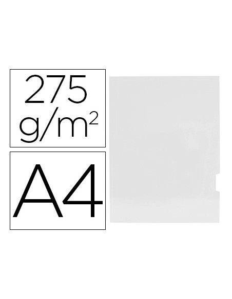 Subcarpeta cartulina gio plastificada presentacion 2 solapas din a4 blanco 275g m2