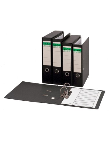 Archivador de palanca elba carton compacto con rado folio lomo de 80 mm negro