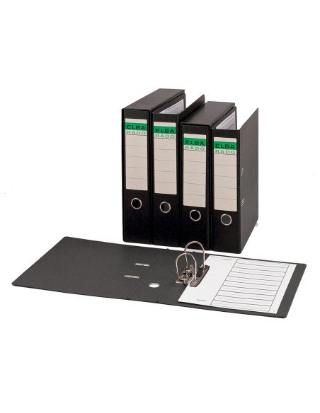 Archivador de palanca elba carton compacto con rado folio lomo de 80 mm negro