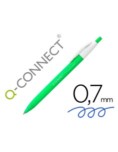 Boligrafo q connect retractil kf14625 biodegradable verde tinta azul