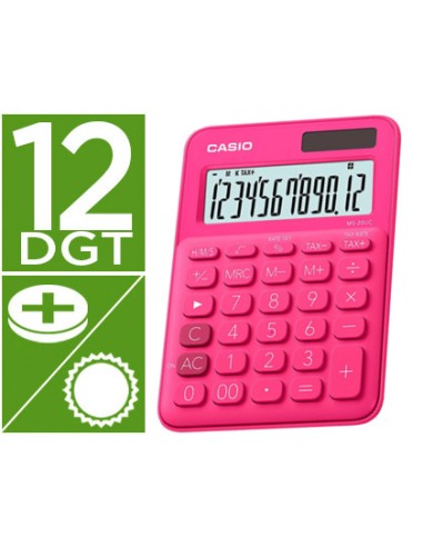 Calculadora casio ms 20uc rd sobremesa 12 digitos tax color fucsia