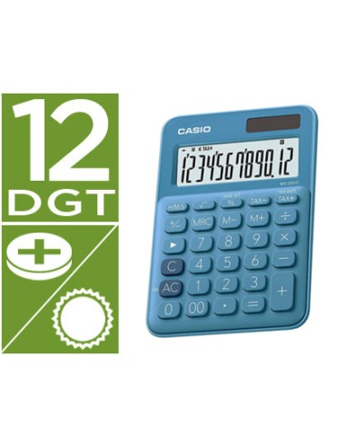 Calculadora casio ms 20uc bu sobremesa 12 digitos tax color azul