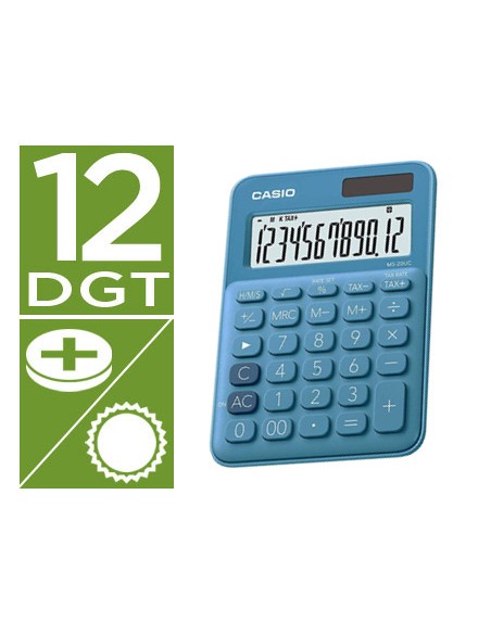 Calculadora casio ms 20uc bu sobremesa 12 digitos tax color azul