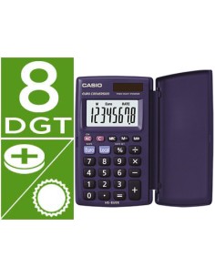 Calculadora casio hs 8ver bolsillo 8 digitos conversion moneda con tapa color azul