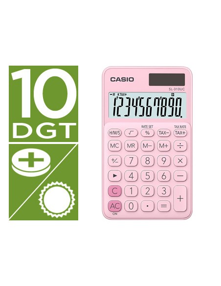 Calculadora casio sl 310uc pk bolsillo 10 digitos tax tecla doble cero color rosa Calculadora casio sl 310uc pk bolsillo 10 digitos tax tecla doble cero color rosa