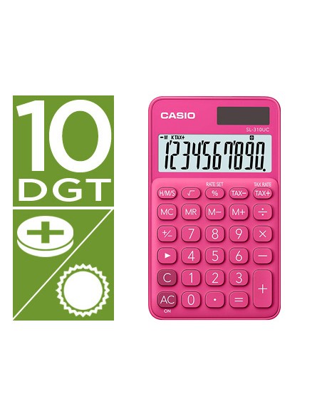Calculadora casio sl 310uc rd bolsillo 10 digitos tax tecla color fucsia Calculadora casio sl 310uc rd bolsillo 10 digitos tax tecla color fucsia