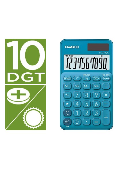 Calculadora casio sl 310uc bu bolsillo 10 digitos tax tecla color azul Calculadora casio sl 310uc bu bolsillo 10 digitos tax tecla color azul