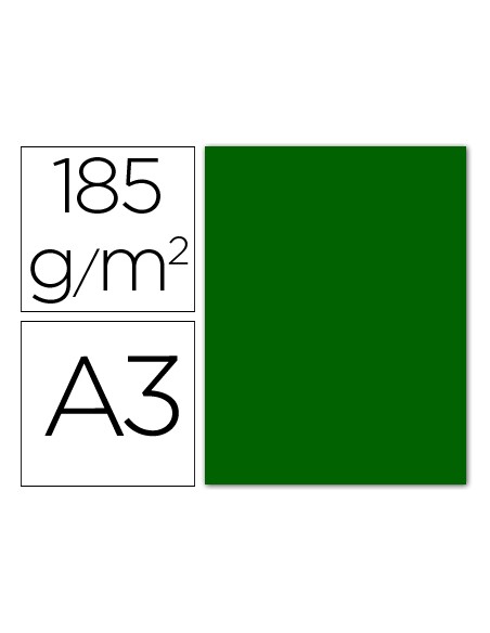 Cartulina guarro din a3 verde billar 185 gr paquete 50 hojas