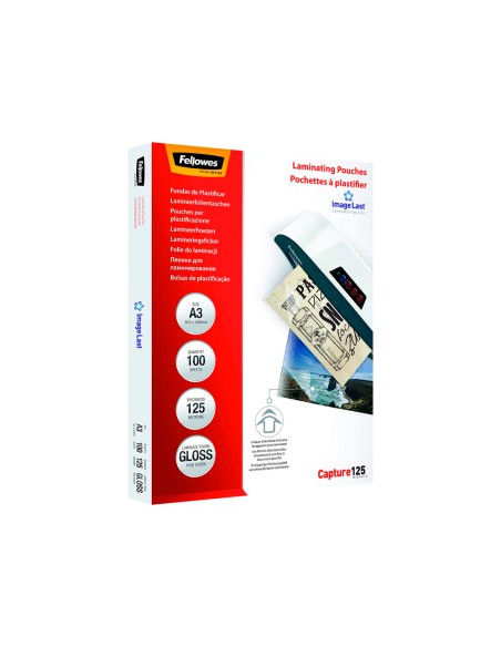Bolsa de plastificar fellowes brillo din a3 125 mc pack de 100 unidades Bolsa de plastificar fellowes brillo din a3 125 mc pack de 100 unidades