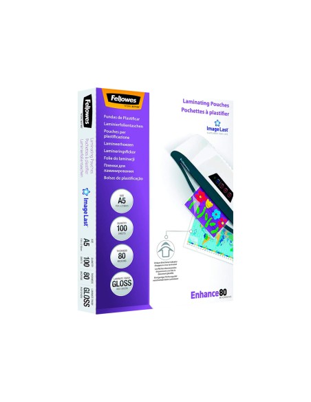 Bolsa de plastificar fellowes brillo din a5 80 mc pack 100 unidades Bolsa de plastificar fellowes brillo din a5 80 mc pack 100 unidades