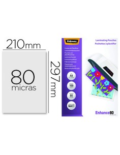 Bolsa de plastificar fellowes mate din a4 80 mc pack 100 unidades