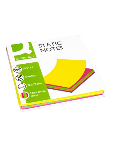 Bloc de notas electrostaticas quita y pon q connect 70x70 mm 100 hojas 5 colores fluorescentes