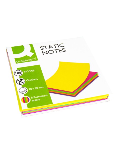 Bloc de notas electrostaticas quita y pon q connect 70x70 mm 100 hojas 5 colores fluorescentes