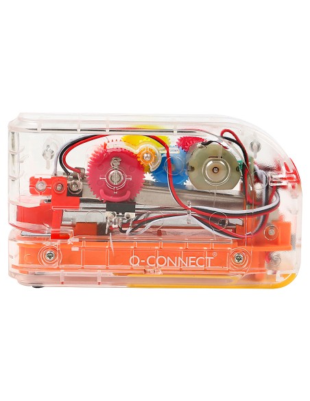 Grapadora electrica q connect plastico transparente mecanismo de colores capacidad 20 hojas usa grapas