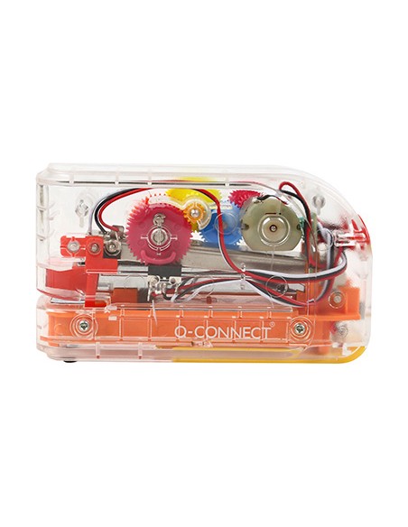 Grapadora electrica q connect plastico transparente mecanismo de colores capacidad 20 hojas usa grapas