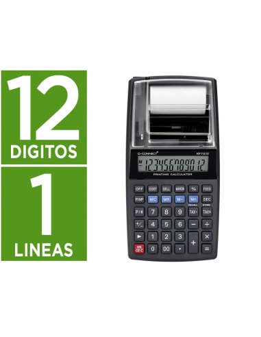 Calculadora q connect impresora pantalla papel kf11213 12 digitos tinta azul