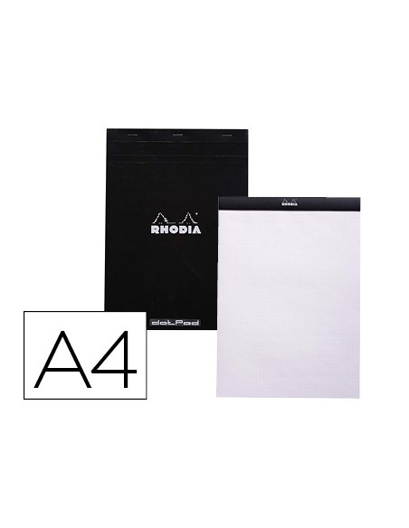 Bloc nota rhodia black dot pad din a4 80 hojas 80 g m2 liso con puntos negros 5 mm perforado Bloc nota rhodia black dot pad din a4 80 hojas 80 g m2 liso con puntos negros 5 mm perforado