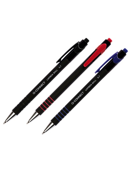 Boligrafo q connect retractil con grip 07 mm color rojo