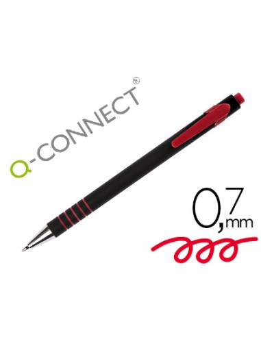 Boligrafo q connect retractil con grip 07 mm color rojo