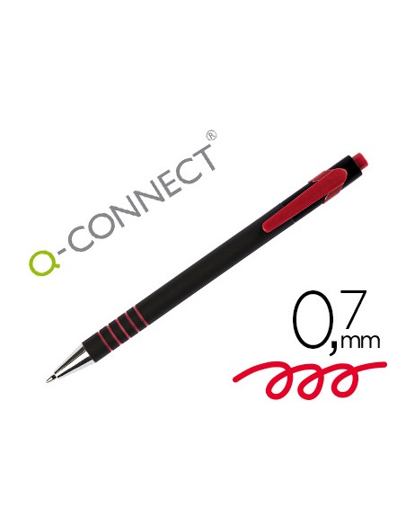 Boligrafo q connect retractil con grip 07 mm color rojo