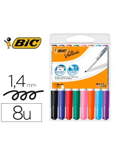 Rotulador bic velleda para pizarra punta redonda 2 mm bolsa de 8 unidades colores surtidos