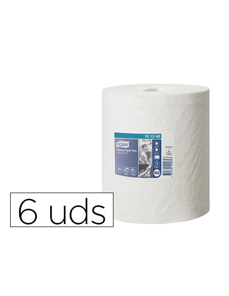 Papel secamanos tork extra ancho 215 mm largo 160 mt 2 capas para dispensador m2 paquete de 6 unidades