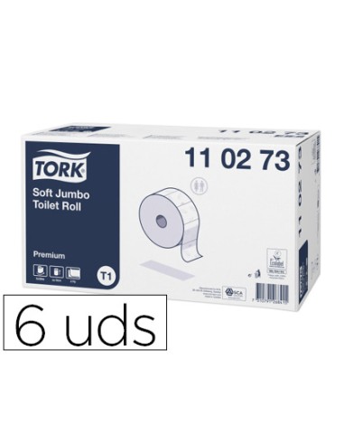 Papel higienico tork jumbo suave 2 capas 360 mt para dispensador t1 paquete de 6 rollos