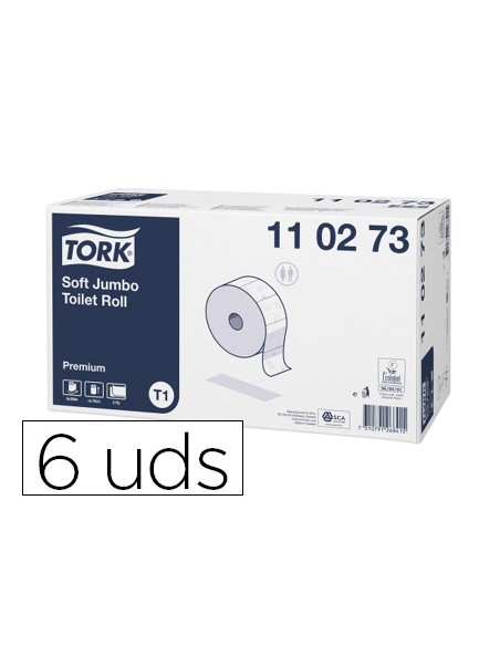 Papel higienico tork jumbo suave 2 capas 360 mt para dispensador t1 paquete de 6 rollos Papel higienico tork jumbo suave 2 capas 360 mt para dispensador t1 paquete de 6 rollos