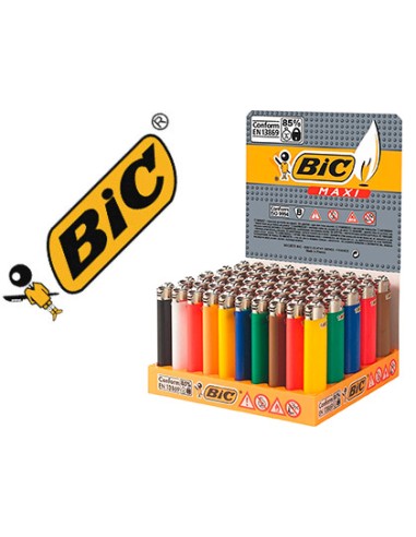 Encendedor bic maxi j26 expositor de 50 unidades colores surtidos