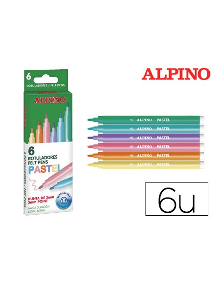 Rotulador alpino standard pastel caja de 6 colores surtidos