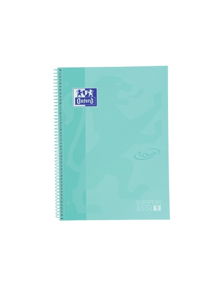 Cuaderno espiral oxford ebook 1 school touch te din a4 80 hojas cuadro 5 mm con margen mint pastel