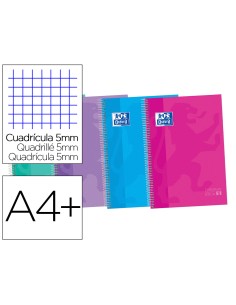 Cuaderno espiral oxford ebook 5 tapa extradura din a4 120 hojas cuadro 5 mm con margen tendencia 50 hojas gratis