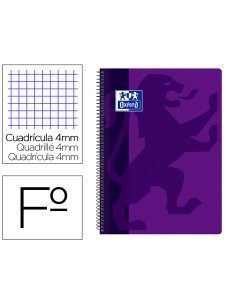 Cuaderno espiral oxford school classic tapa polipropileno folio 80 hojas cuadro 4 mm con margen