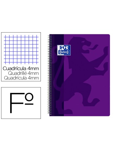 Cuaderno espiral oxford school classic tapa polipropileno folio 80 hojas cuadro 4 mm con margen