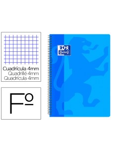 Cuaderno espiral oxford school classic tapa polipropileno folio 80 hojas cuadro 4 mm con margen azul