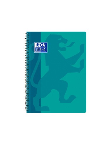 Cuaderno espiral oxford school classic tapa polipropileno folio 80 hojas cuadro 4 mm con margen aqua