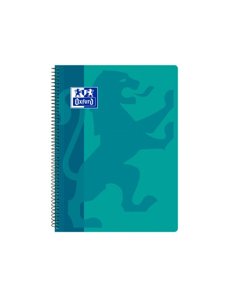 Cuaderno espiral oxford school classic tapa polipropileno folio 80 hojas cuadro 4 mm con margen aqua