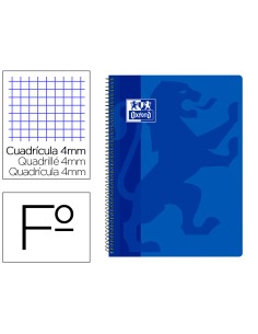Cuaderno espiral oxford school classic tapa polipropileno folio 80 hojas cuadro 4 mm con margen azul