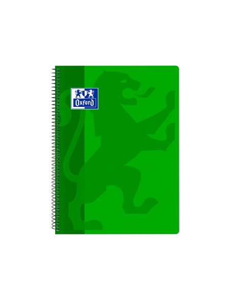 Cuaderno espiral oxford school classic tapa polipropileno folio 80 hojas cuadro 4 mm con margen verde
