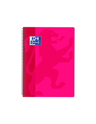 Cuaderno espiral oxford school classic tapa polipropileno folio 80 h cuadro 4 mm con margen fucsia