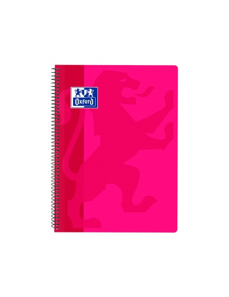 Cuaderno espiral oxford school classic tapa polipropileno folio 80 h cuadro 4 mm con margen fucsia