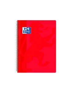 Cuaderno espiral oxford school classic tapa polipropileno folio 80 hojas cuadro 4 mm con margen rojo