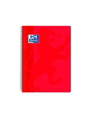 Cuaderno espiral oxford school classic tapa polipropileno folio 80 hojas cuadro 4 mm con margen rojo