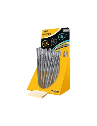 Rotulador bic marking metalico permanenete oro plata expositor de 24 unidades surtidas 168x125x149 mm