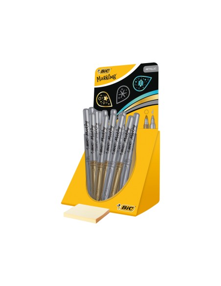 Rotulador bic marking metalico permanenete oro plata expositor de 24 unidades surtidas 168x125x149 mm
