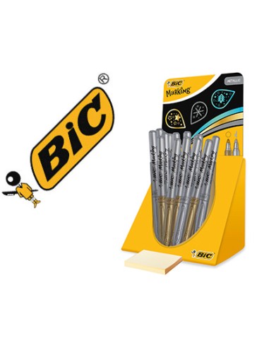 Rotulador bic marking metalico permanenete oro plata expositor de 24 unidades surtidas 168x125x149 mm