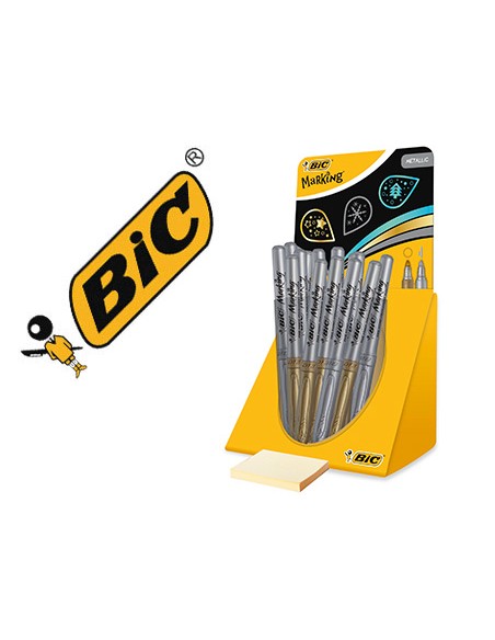 Rotulador bic marking metalico permanenete oro plata expositor de 24 unidades surtidas 168x125x149 mm
