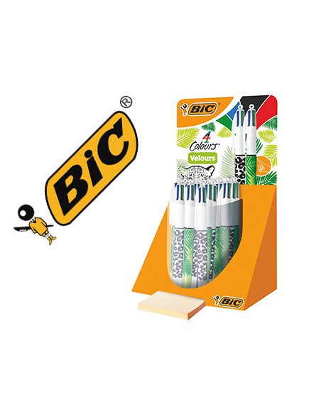 Boligrafo bic cuatro colores velours expositor de 30 unidades surtidas 230x125x149 mm