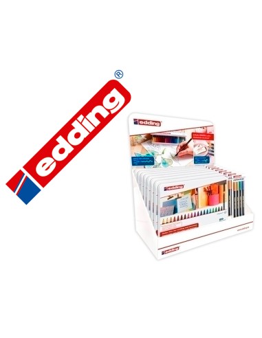 Rotulador edding punta fibra 1200 caja metalica 20 colores surtidos exp8 unidades 8 blister 4 edding 1340 regalo